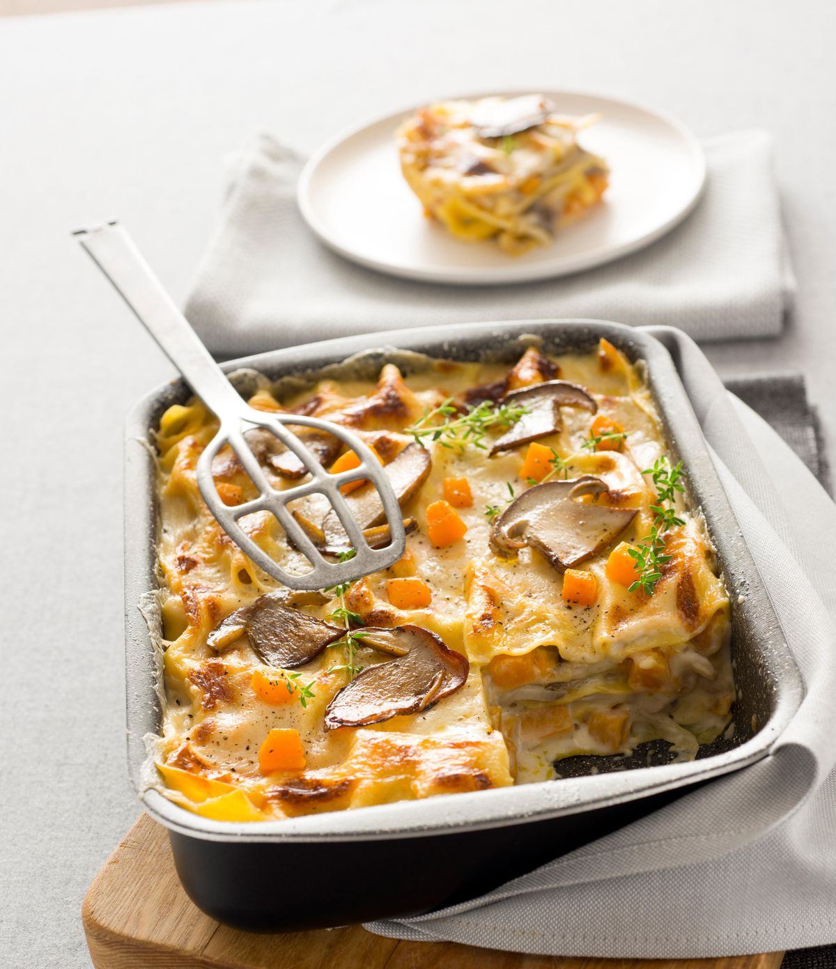 Pumpkin and mushrooms lasagna