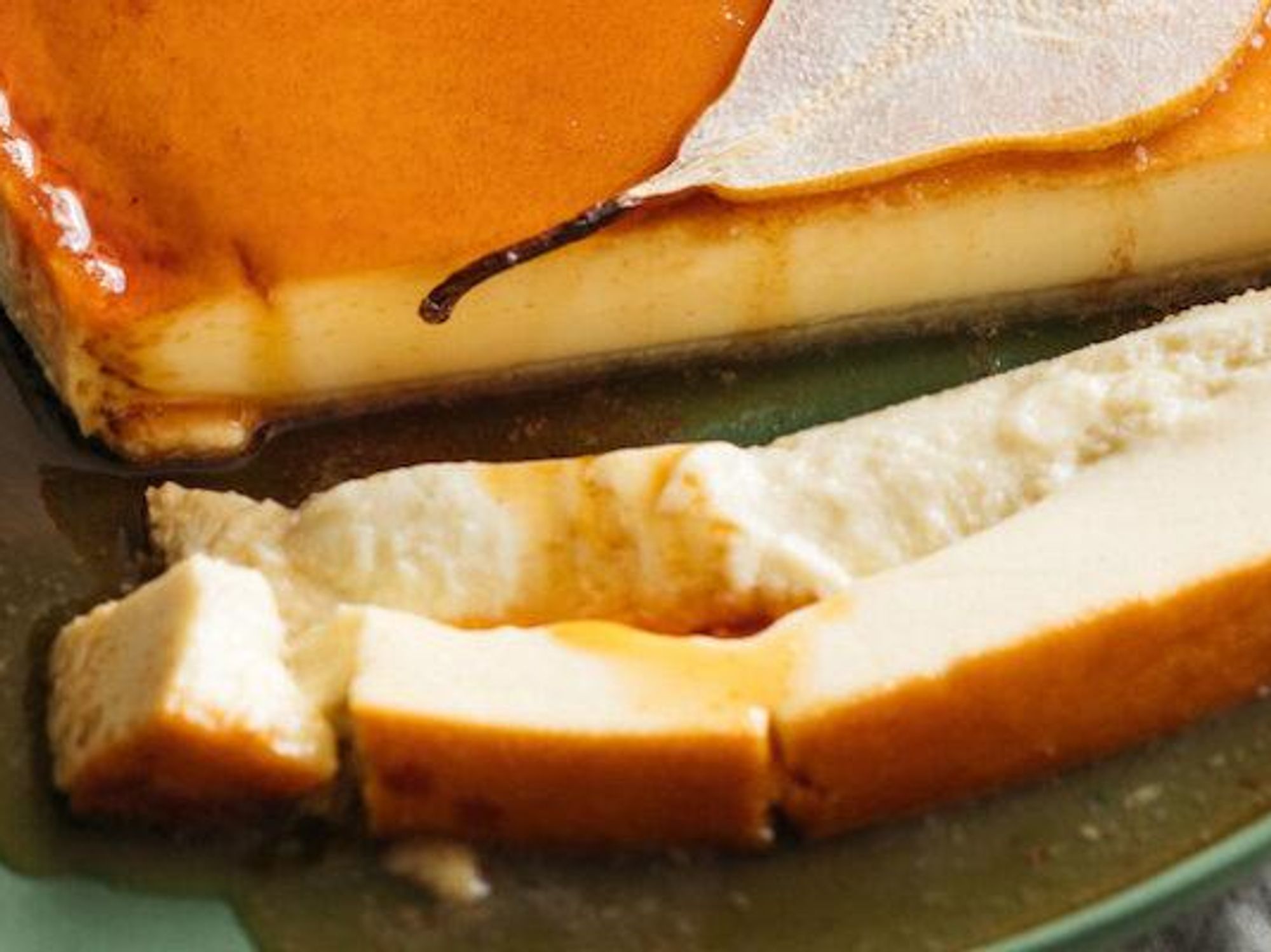 Caramel Custard with Pear and Parmesan