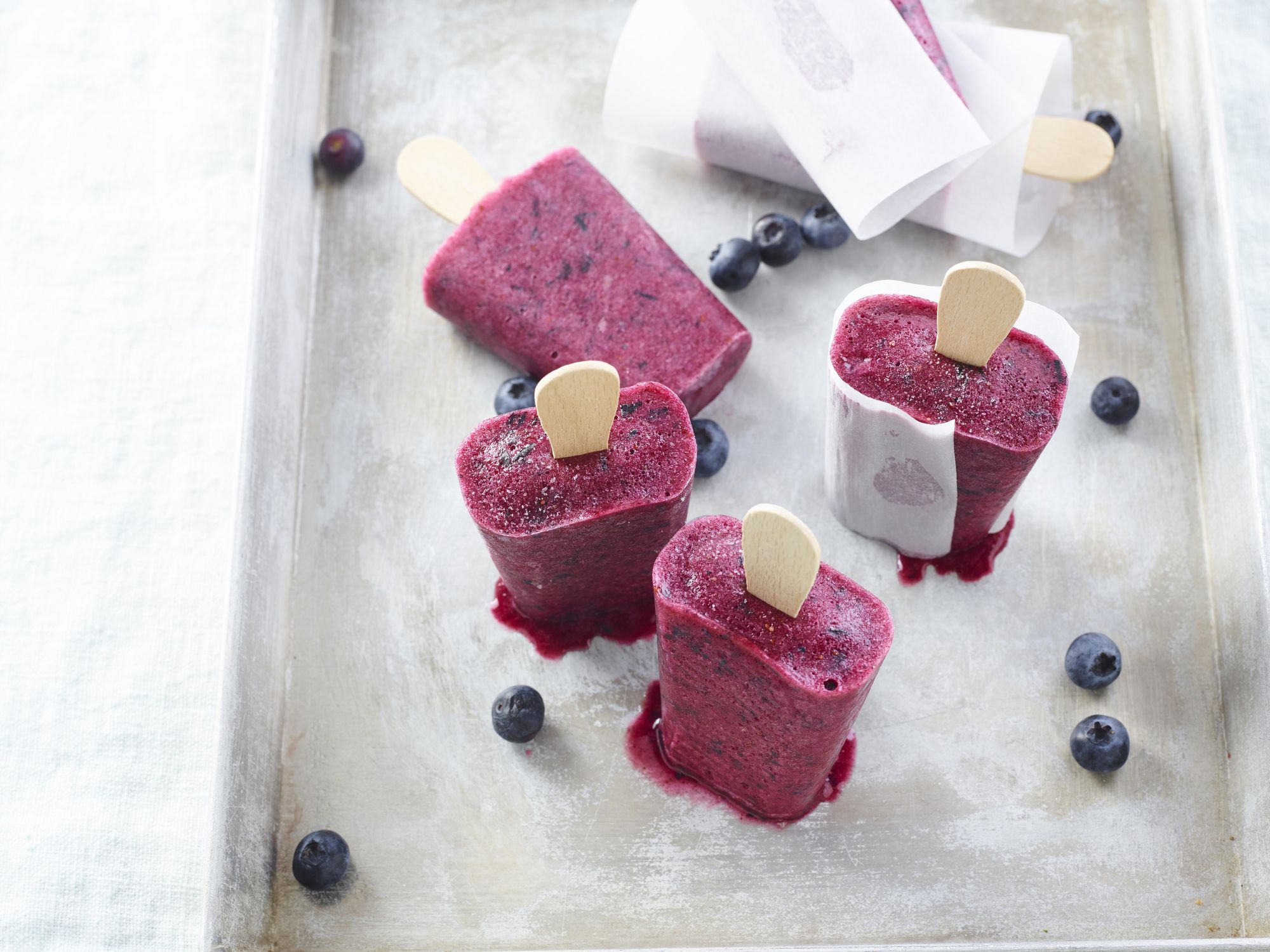 Blueberries and lavender ice pops