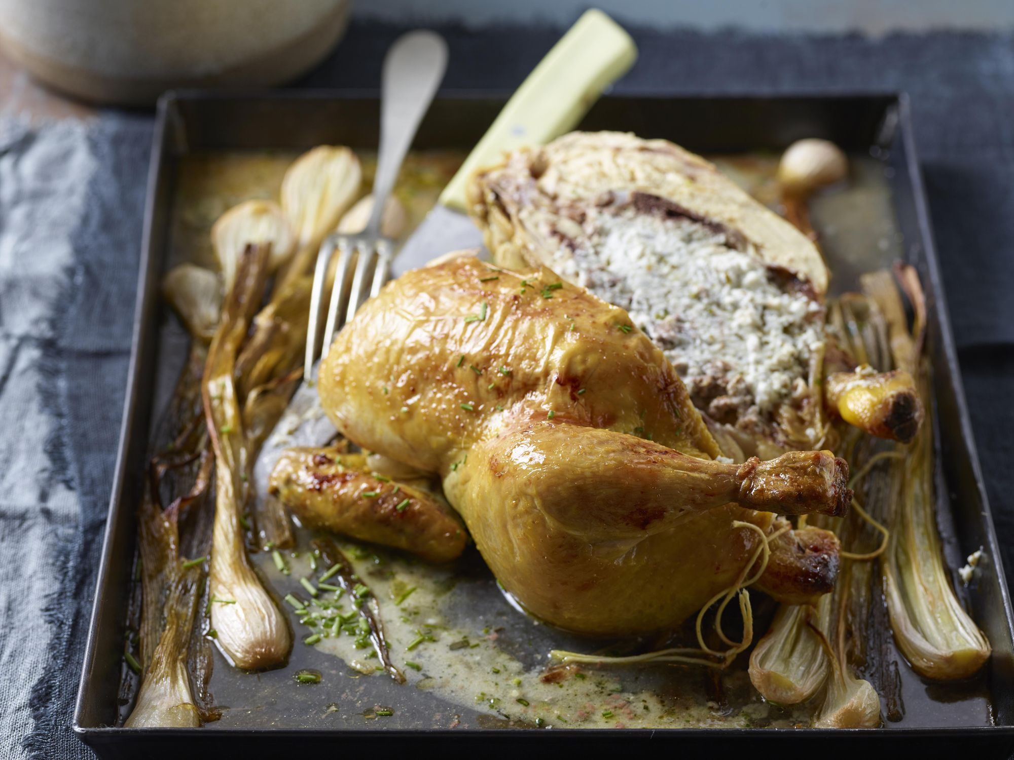 Caprino cheese and herb stuffed chicken