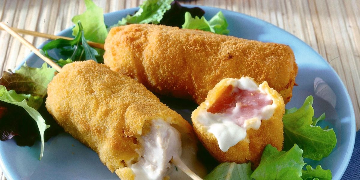 Fried mortadella and cheese sticks
