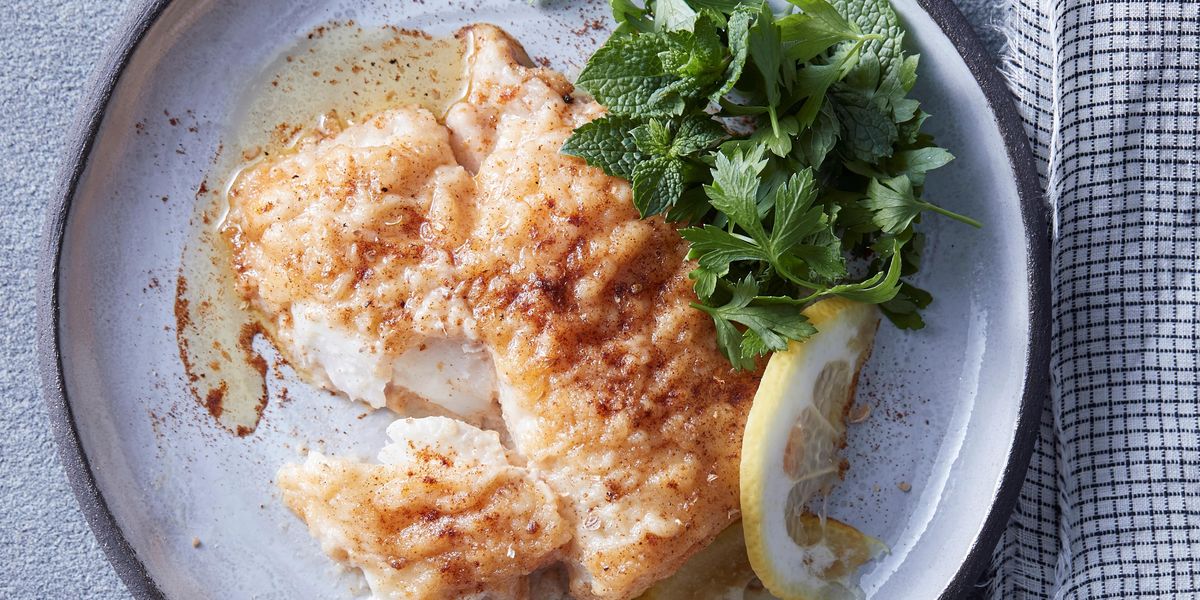 Spiced lemon cod with parsley and mint