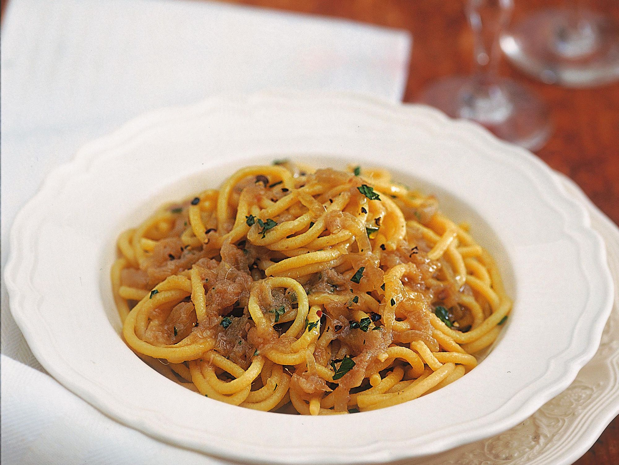Bigoli in anchovy sauce
