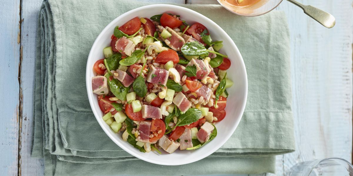 Tuna and Farro Salad with Lemon-Tomato Dressing