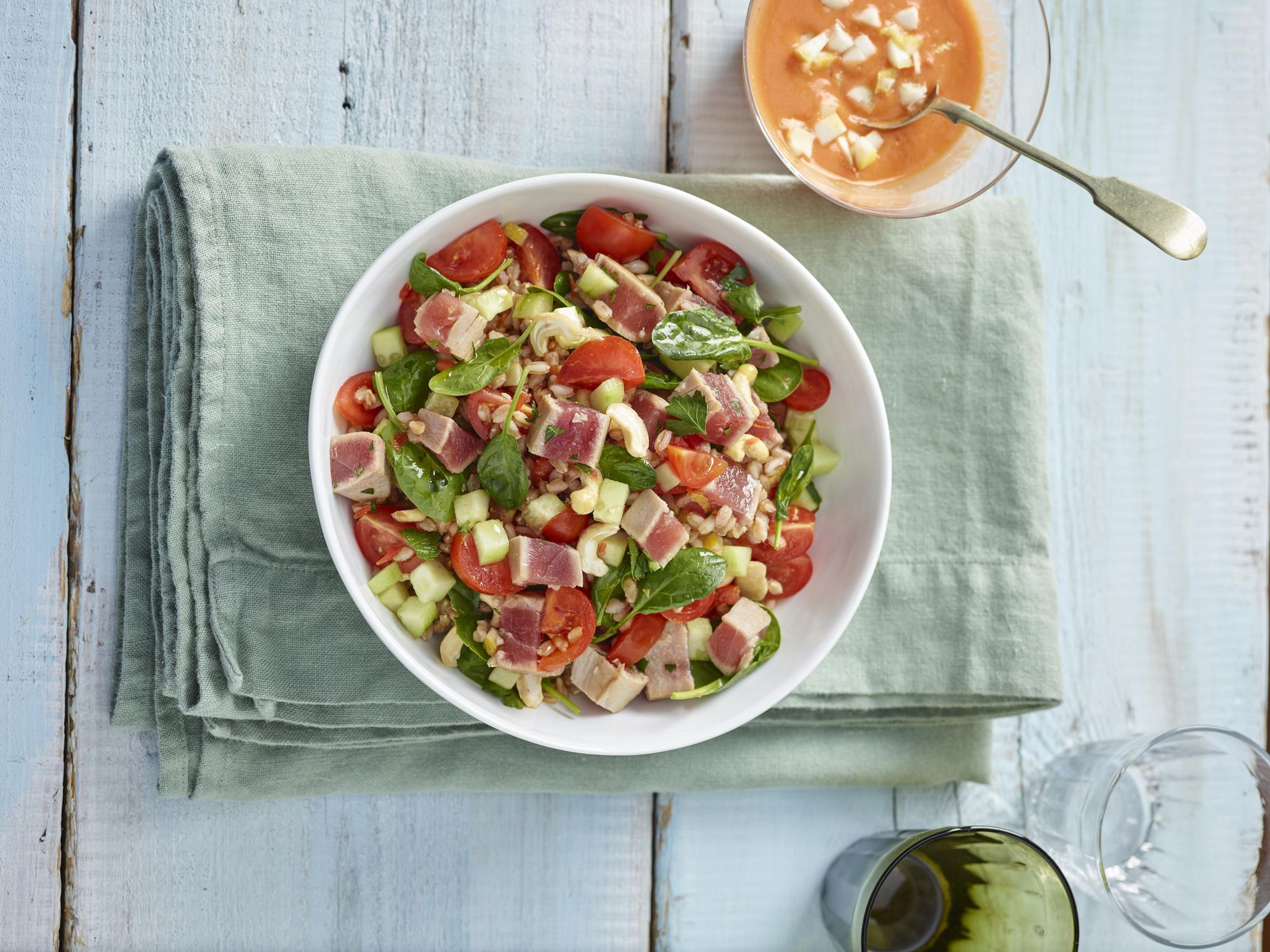Tuna and Farro Salad with Lemon-Tomato Dressing
