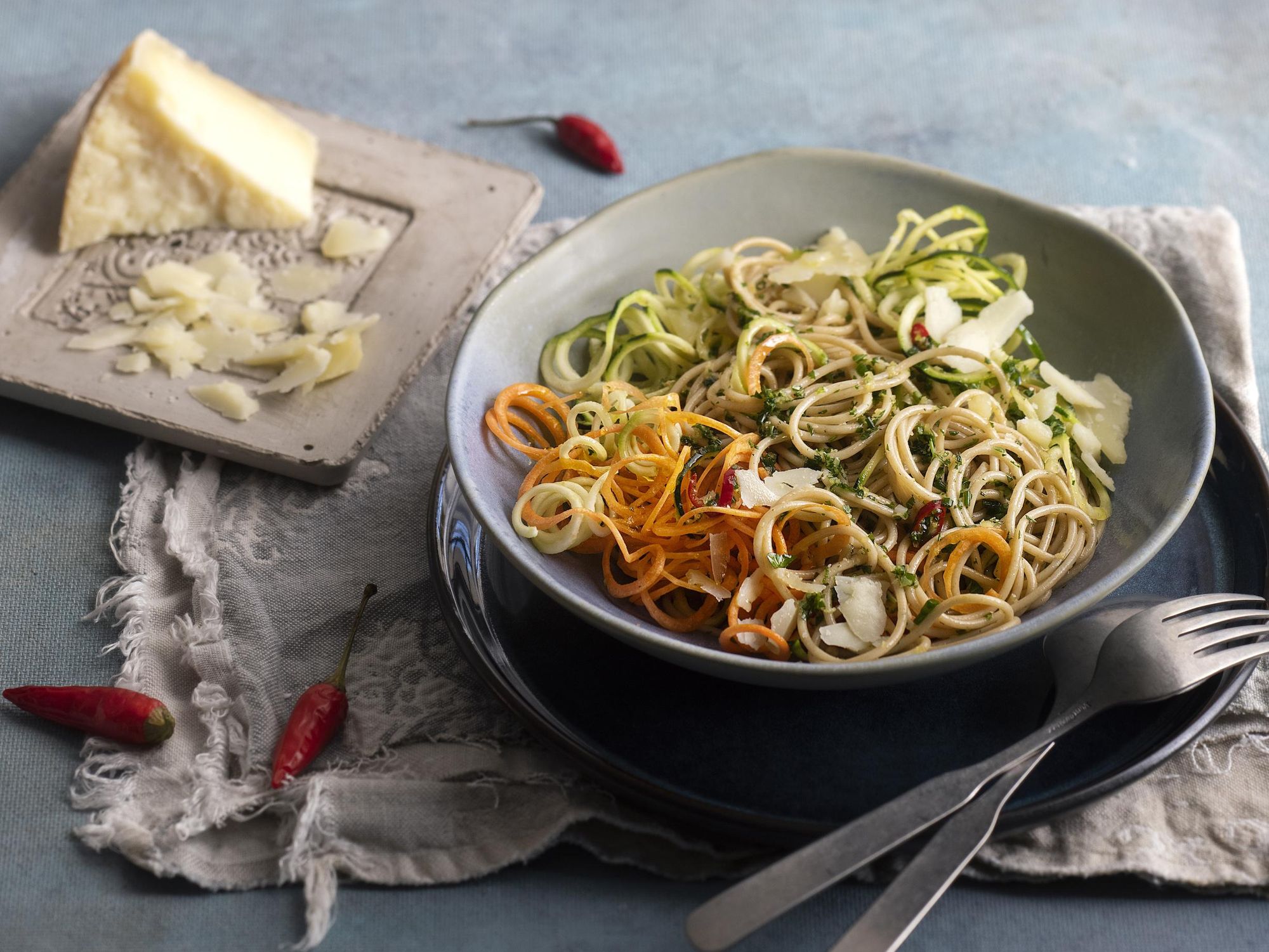 Wholewheat spaghetti with Zucchini/Courgette