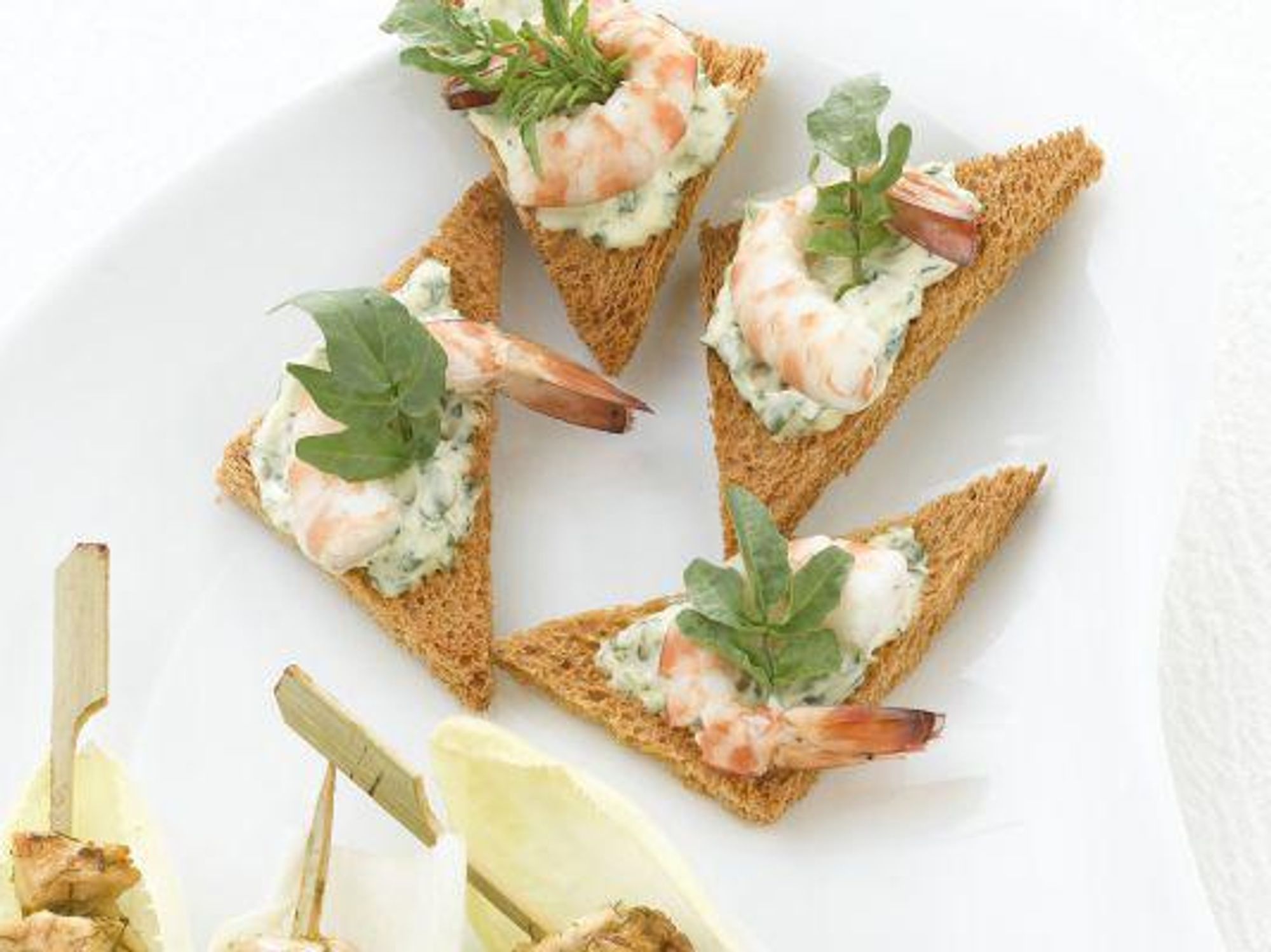 Toasted bread with prawns