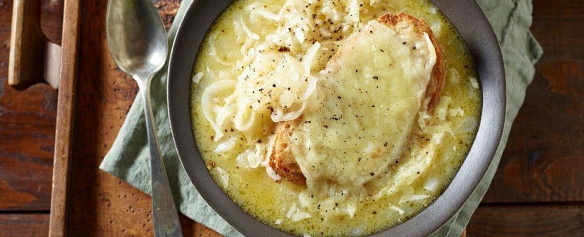 Onion soup with pecorino cheese