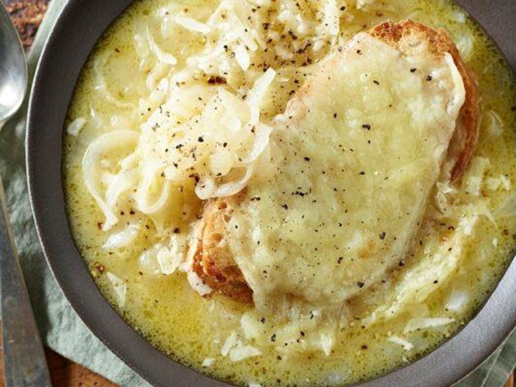Onion soup with pecorino cheese